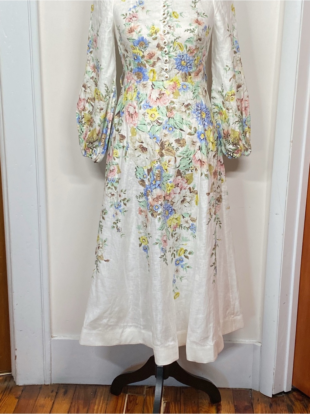 Zimmermann Matchmaker Floral Linen Midi Dress size 0/us size 4 - Picture 6 of 14